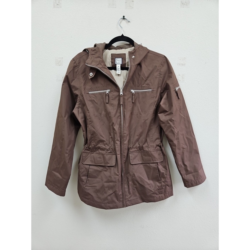 G H Bass & Co Women's  100% Polyester Hooded Rain  Jacket Windbreaker M
